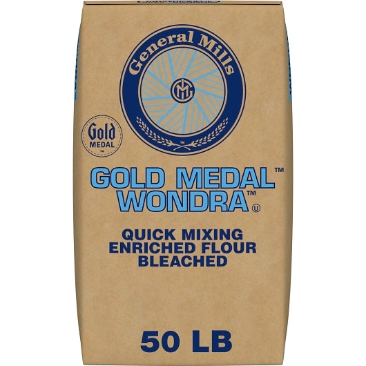 Gold Medal Wondra Quick Mixing Enriched Bleached Malted Flour, 1 x 50 lb Case - Pantry Ingredients