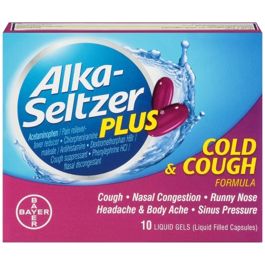 Alka-seltzer Cold & Cough Liquid Gels Plus, 8 x 3 x 10 PC Case - Health & Personal Care