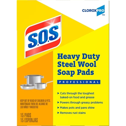 S.O.S. Steel Wool SOS Steel Wool Soap Pads, 12 x 15 ct Case - DOT product image 3