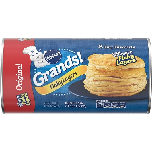 Pillsbury Grands Unbaked Original Flaky Layer Biscuit, 12 x 16.3 oz Case - DOT product image 2