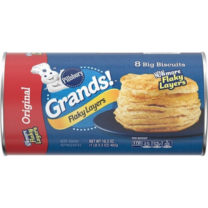 Pillsbury Grands Unbaked Original Flaky Layer Biscuit, 12 x 16.3 oz Case - DOT product image 2