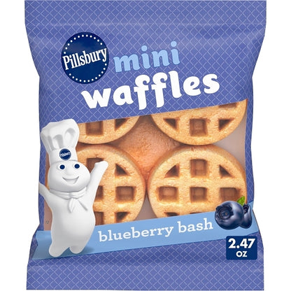 Pillsbury Frozen Mini Blueberry Bash Waffles, 72 x 2.47 oz Case - Breakfast Foods