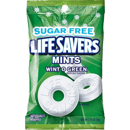Life Savers Candy Lifesaver Sugar Free Wint-o-green Peg Bag, 12 x 2.75 oz Case - Candy & Confections