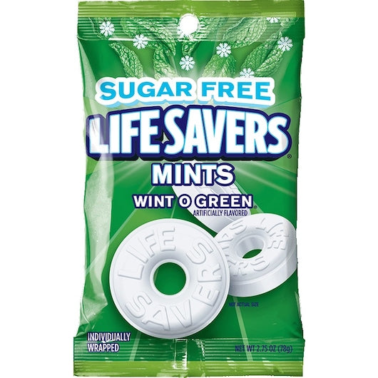 Life Savers Candy Lifesaver Sugar Free Wint-o-green Peg Bag, 12 x 2.75 oz Case - Candy & Confections