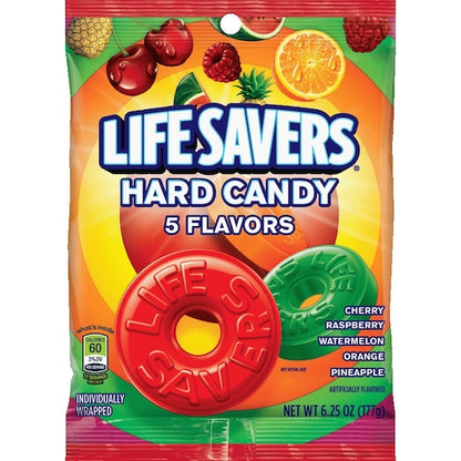 LifeSavers Five Flavor Hard Candies Bag, 12 x 6.25 oz Case - Candy & Confections