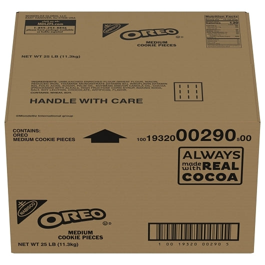 Oreo Medium Cookie Pieces, 1 x 25 lb Case - Bakery & Desserts