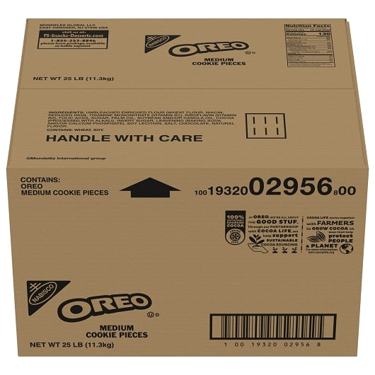 Oreo Medium Cookie Pieces, 1 x 25 lb Case - Bakery & Desserts