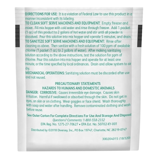 Diversey SANITIZER SANI-SURE CLEAN SOFT SERVE POUCH, 1 x 100 each Case - DOT product image 4