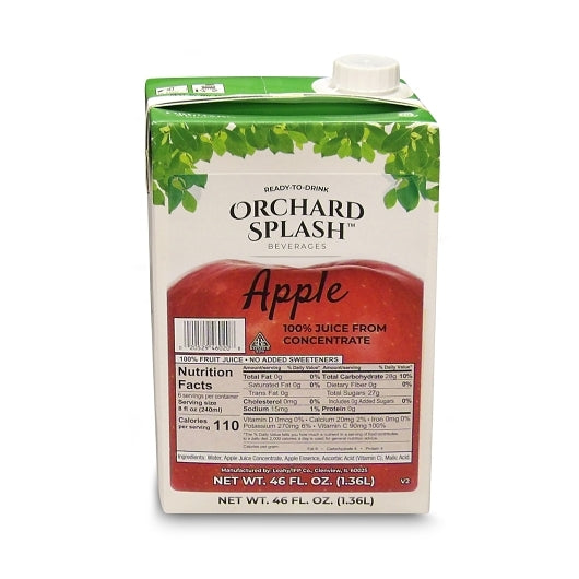 Orchard Splash Juice Aseptic 100% Apple Ready to Serve, 12 x 46 oz Case - Juices