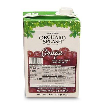 Orchard Splash Juice Ifp Aseptic Grape, 12 x 46 oz Case - Juice