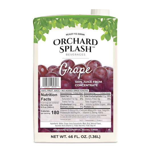 Orchard Splash Juice Ifp Aseptic Grape, 12 x 46 oz Case - DOT product image 2