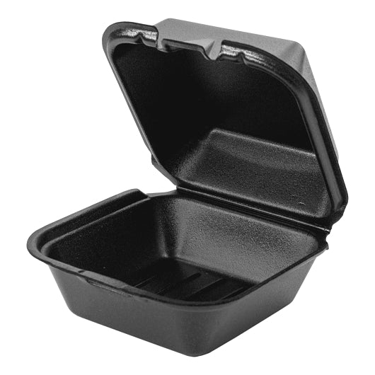 Genpak Container Black Foam 6 Inch Sandwich Snap-it, 4 x 125 x 125 each Case - Food Containers & Lids