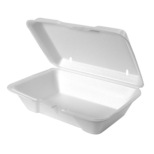 Genpak 9.19 X 6.5 Inch X 2.875 Inch White Vented Large Deep All Purpose Foam Hinged Container, 2 x 100 x 100 each Case - DOT product image 3