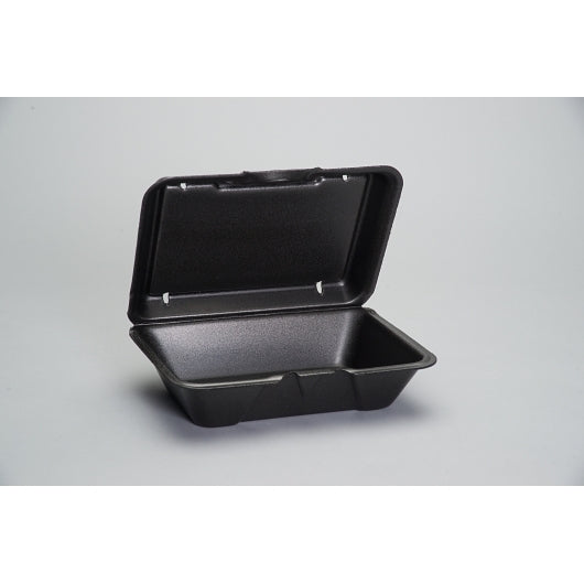 Genpak 9.19 Inch X 6.5 Inch X 2.875 Inch Black Large Deep All Purpose Foam Hinged Container, 2 x 100 x 100 each Case - DOT product image 2