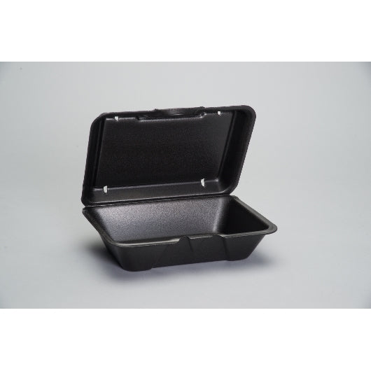 Genpak 9.19 Inch X 6.5 Inch X 2.875 Inch Black Large Deep All Purpose Foam Hinged Container, 2 x 100 x 100 each Case