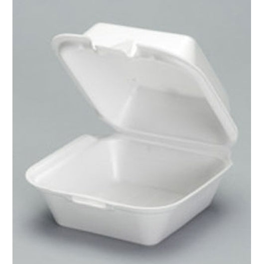 Genpak - Hinged Container, Foam 5.81X5.69 1 Compartment White 3.13"H Hinged Lid Snap It, 4 x 125 x 125 each Case