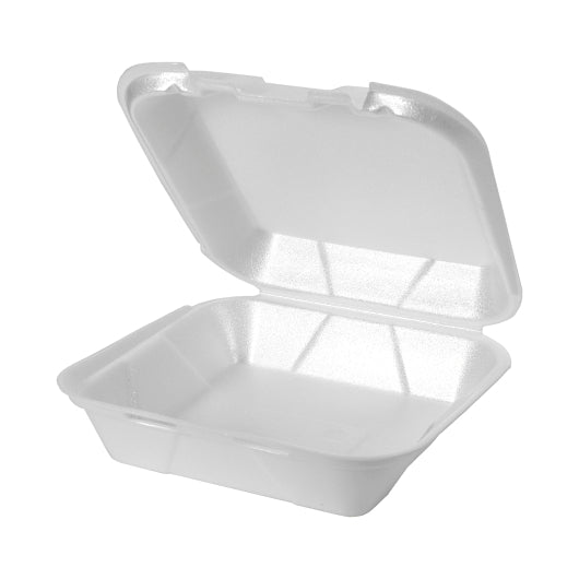 Genpak 8.25 Inch X 8 Inch X 3 Inch White Medium Snap It Foam Hinged Dinner Container, 2 x 100 x 100 each Case - DOT product image 2