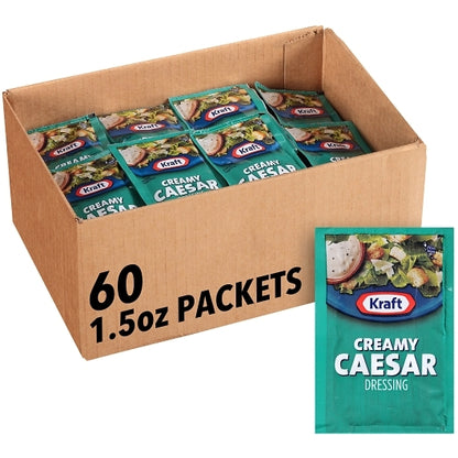 Kraft Portion Control Creamy Caesar Dressing Single Serve Packets, 60 x 42.5 GR Case - Condiments & Sauces