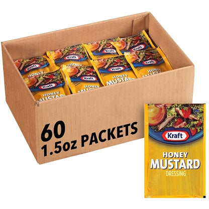 Kraft Portion Control Honey Mustard Dressing Single Serve Packets, 60 x 1.5 oz Case - Condiments & Sauces