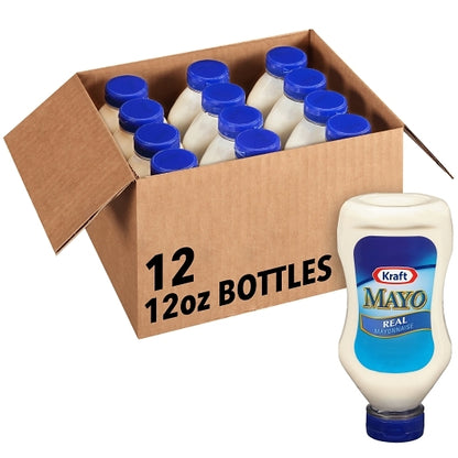 Kraft Real Mayonnaise Bottle, 12 x 12 fl oz Case - Condiments & Sauces