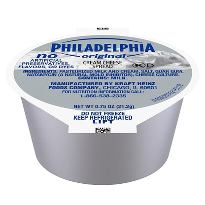 Philadelphia Cream Cheese Cup, 100 x 0.75 oz Case - Cheese & Dairy