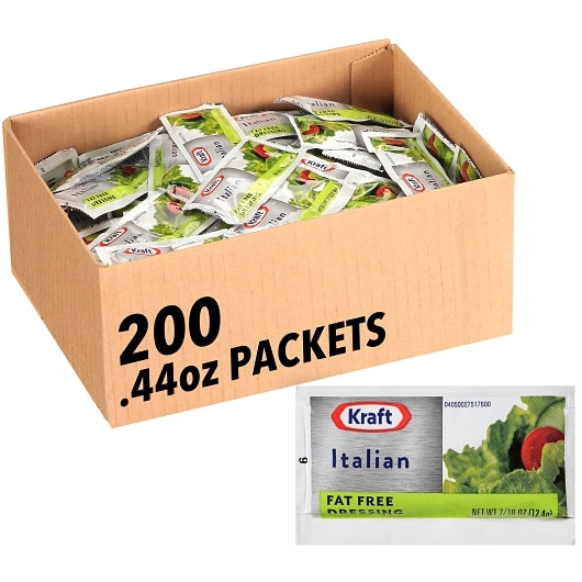 Kraft Fat Free Italian Dressing Single Serve, 200 x 0.44 oz Case - Condiments & Sauces