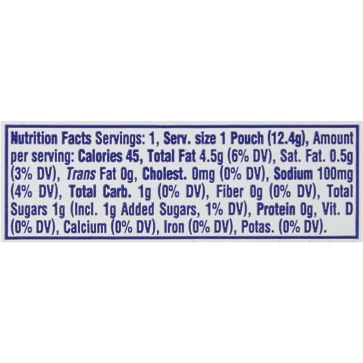 Band-AID First Aid Creamy Italian Dressing Single Serve, 200 x 0.44 oz Case - Nutrition facts label