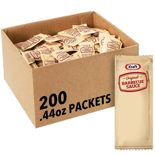 Kraft Barbecue Sauce Single Serve Packets, 200 x 0.44 oz Case - Condiments & Sauces