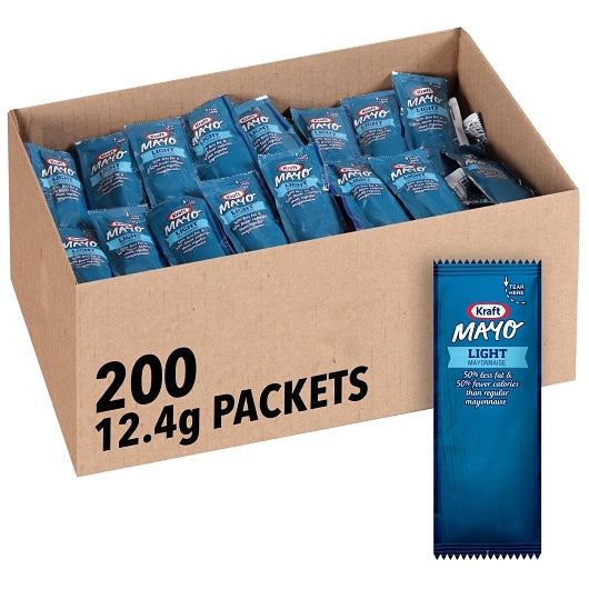 Kraft Light Mayonnaise Single Serve Packets, 200 x 0.44 oz Case - Condiments & Sauces
