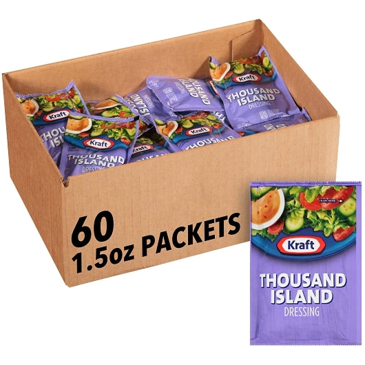 Kraft 1000 Island Dressing Single Serve Packets, 60 x 1.5 oz Case - Condiments & Sauces