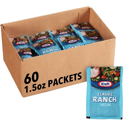 Kraft Ranch Dressing Single Serve Packets, 60 x 42.5 GR Case - Condiments & Sauces