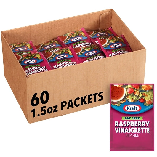 Kraft Raspberry Vinaigrette Dressing Single Serve Packets, 60 x 1.5 oz Case - Condiments & Sauces