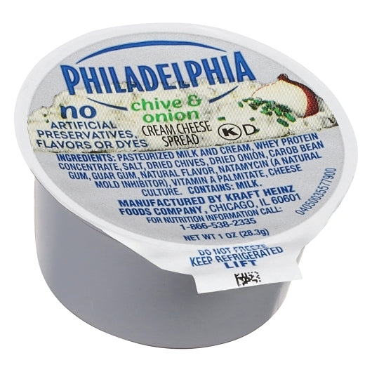 Philadelphia Chive & Onion Cream Cheese, 100 x 1 oz Case - Cheese & Dairy