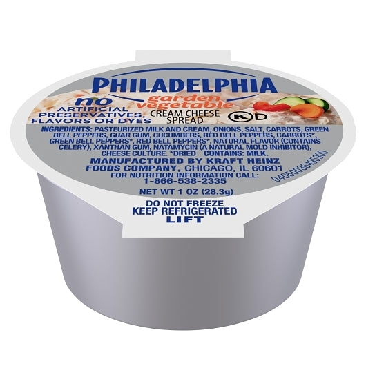 Philadelphia Garden Vegetable Cream Cheese, 100 x 1 oz Case - Cheese & Dairy