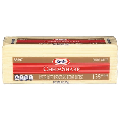 Kraft Chedasharp White Cheese, 135 Slice Portion Pack, 4 x 2.27 KG Case - Cheese & Dairy