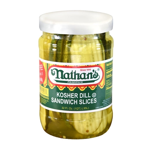 Nathan's Kosher Dill Sandwich Slices Jars, 12 x 32 fl oz Case - Condiments & Sauces - image 2