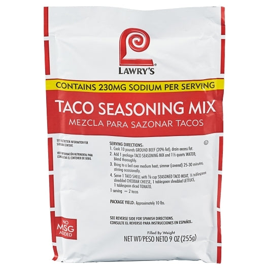 Lawrys Taco Seasoning No Msg Seasoning Taco Mix, 6 x 9 oz Case - DOT product image 3