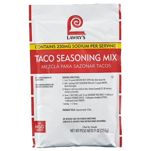 Lawrys Taco Seasoning No Msg Seasoning Taco Mix, 6 x 9 oz Case - DOT product image 7