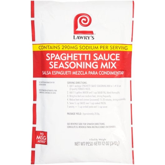 Lawrys Spaghetti Sauce Seasoning Mix, 6 x 12 oz Case - Pantry Ingredients