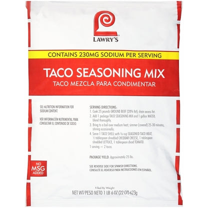 Lawrys Taco Seasonings Taco Seasoning Mix, 6 x 22 oz Case - DOT product image 3