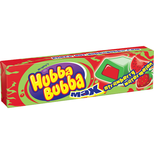 Hubba Bubba Max Strawberry Watermelon Gum, 8 x 18 x 5 PC Case - Candy & Confections
