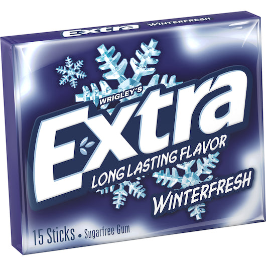 Extra 15 Piece/Unit Single Serve Winterfresh Gum, 12 x 10 x 15 PC Case - Candy & Confections