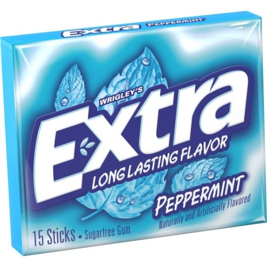 Extra Single Serve Peppermint Gum, 12 x 10 x 15 PC Case - Alternate product angle or state