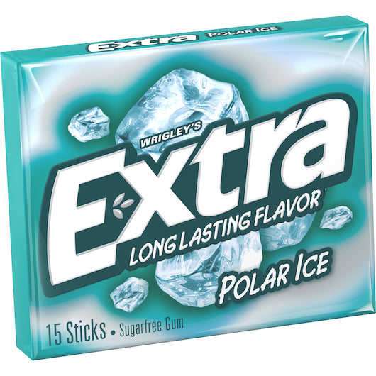Extra 15 Piece/Unit Single Serve Polar Ice Gum, 12 x 10 x 15 PC Case - Candy & Confections