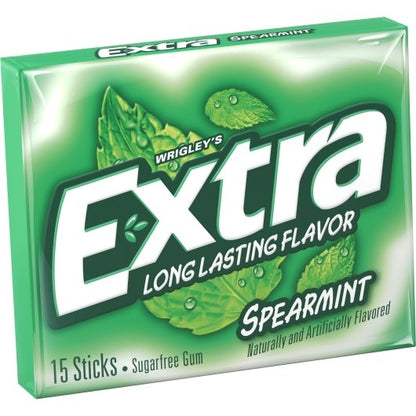 Extra Spearmint 15 Piece/Unit Single Serve Gum, 12 x 10 x 15 PC Case - Candy & Confections