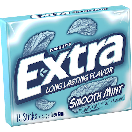 Extra Single Serve Smooth Mint Gum, 12 x 10 x 15 PC Case - Candy & Confections
