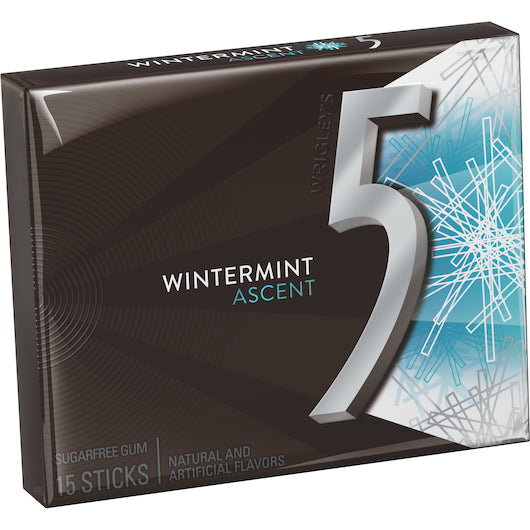 5 Gum Sugarfree Wintermint Ascent Stick Gum, 12 x 10 x 15 PC Case - Candy & Confections