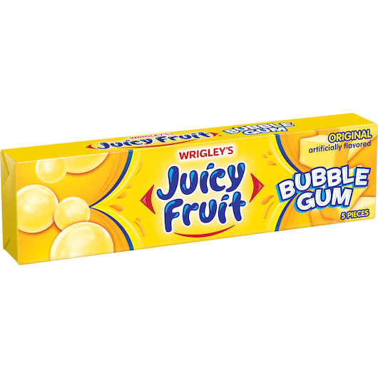 Juicy Fruit Bubble Gum Original, 8 x 18 x 5 PC Case - Candy & Confections
