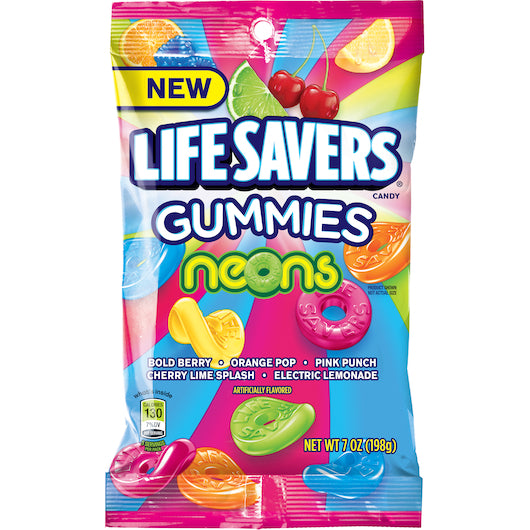 Lifesavers Gummies Neon Gummies Bag, 12 x 7 oz Case - Candy & Confections