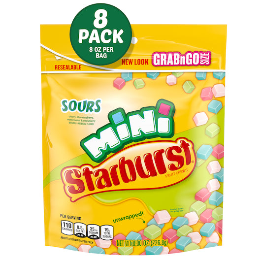 Starburst Mini Sours Stand Up Pouch, 8 x 8 oz Case - DOT product image 3